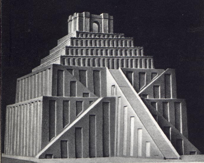 A reconstruction of a Sumerian ziggurat