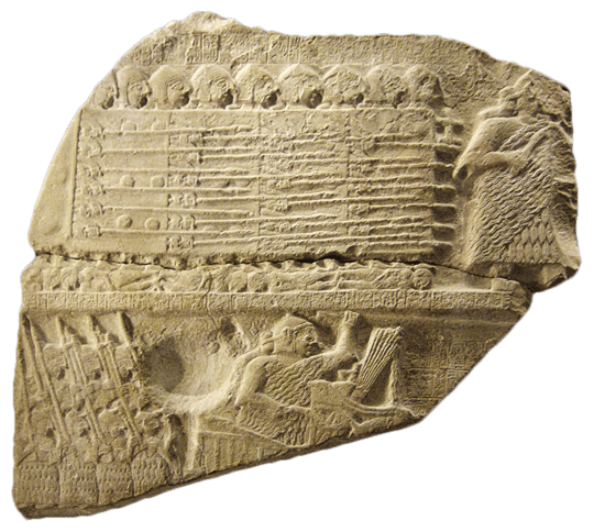 Ancient Mesopotamian bas relief showing an army marching