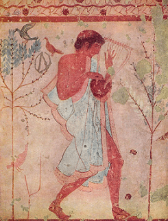 5th century BCE fresco of dancers and musicians, tomb of the leopards