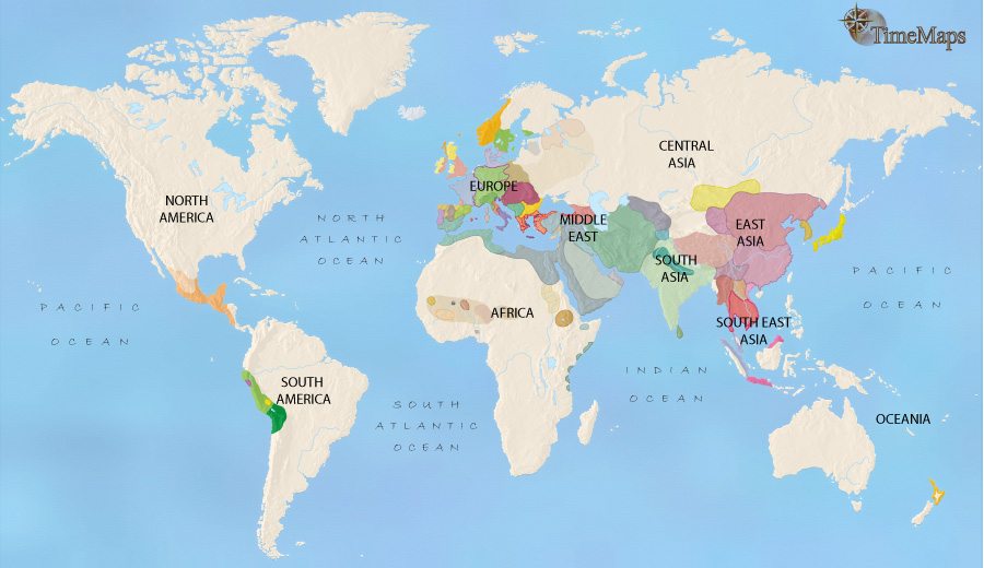 Map of World at 1215CE