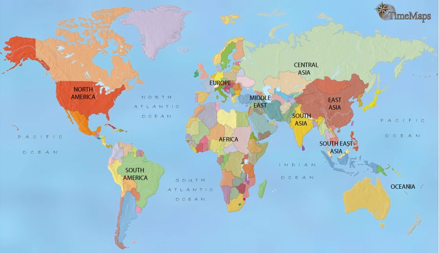 Map of World at 2005CE
