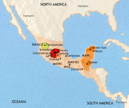 Map of Mexico and Central America at 1453CE