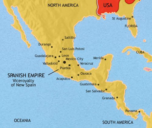 Map of Mexico and Central America at 1789CE