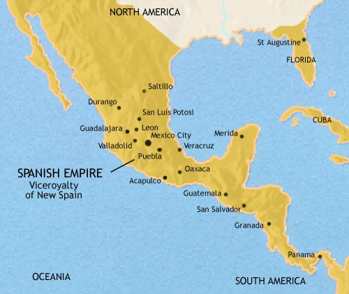 Map of Mexico and Central America at 1648CE