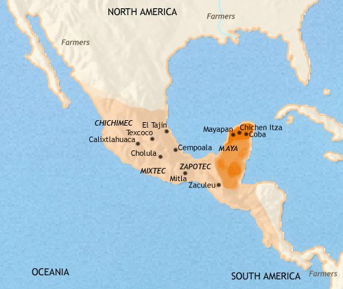 Map of Mexico and Central America at 1453CE