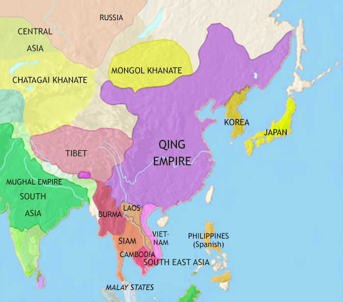 Map of East Asia: China, Korea, Japan at 1648CE