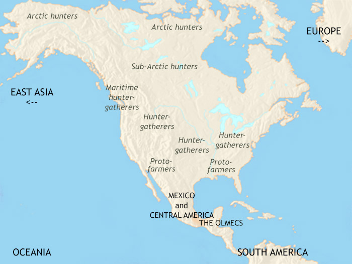 Map of North America at 1000BCE