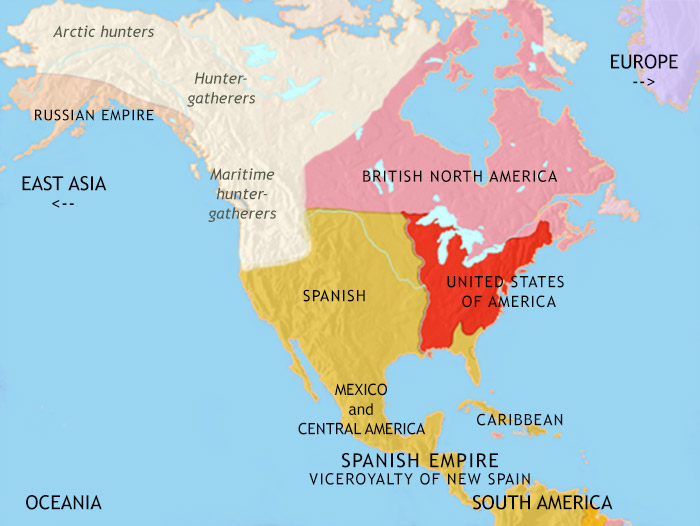 Map of North America at 1789CE
