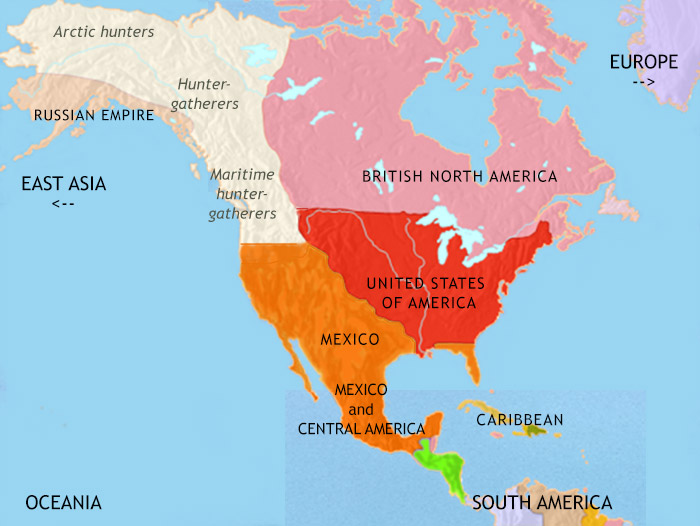Map of North America at 1837CE