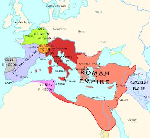 Map of Rise and Fall at 500CE