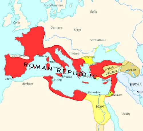 Map of Rise and Fall at 50BCE