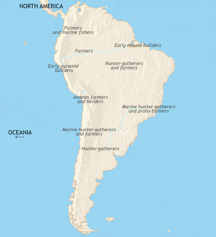 Map of South America at 1500BCE