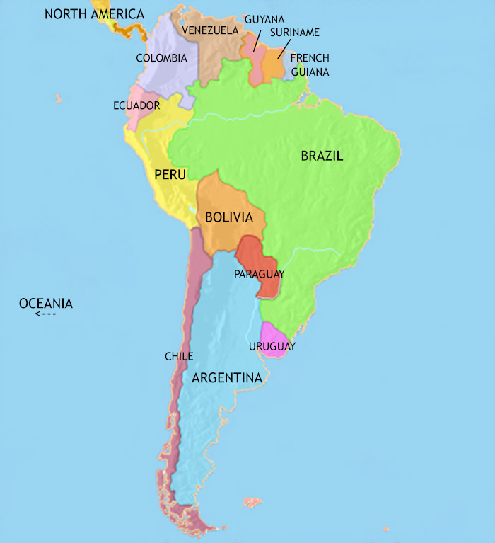 Map of South America at 2005CE