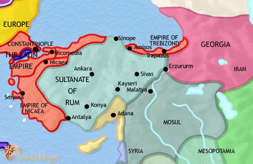 Map of Turkey at 1215CE
