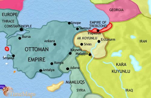 Map of Turkey at 1453CE