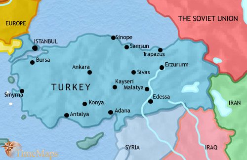 Map of Turkey at 1960CE