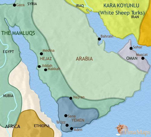 Map of Arabia at 1453CE