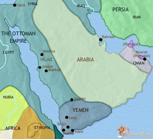 Map of Arabia at 1648CE