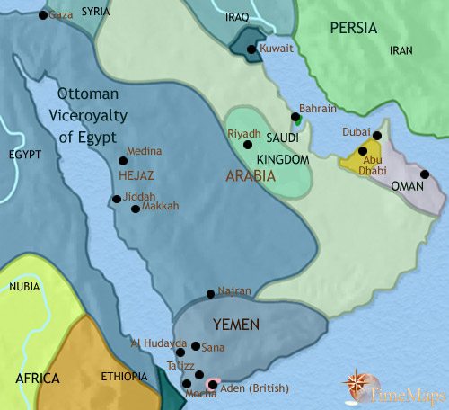 Map of Arabia at 1837CE