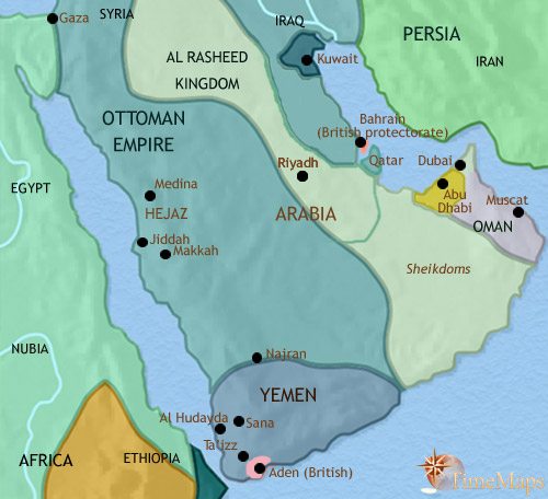 Map of Arabia at 1871CE