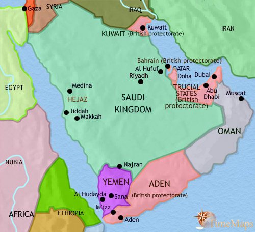 Map of Arabia at 1960CE