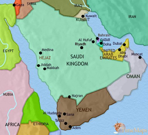 Map of Arabia at 2005CE