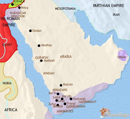 Map of Arabia at 30BCE