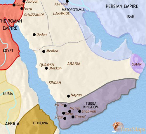 Map of Arabia at 500CE