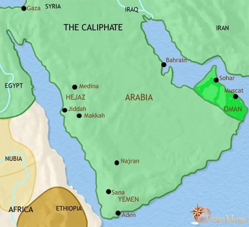 Map of Arabia at 750CE