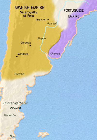 Map of Argentina, Paraguay and Uruguay at 1648CE