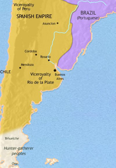 Map of Argentina, Paraguay and Uruguay at 1789CE