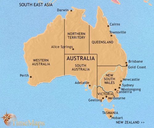 Map of Australia at 1960CE