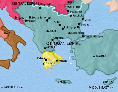 Map of Greece and the Balkans at 1837CE