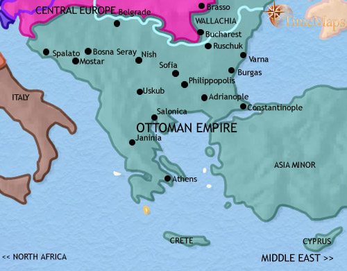 Map of Greece and the Balkans at 1789CE