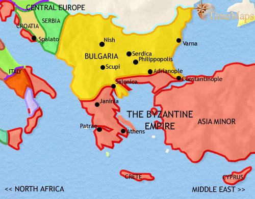 Map of Greece and the Balkans at 979CE