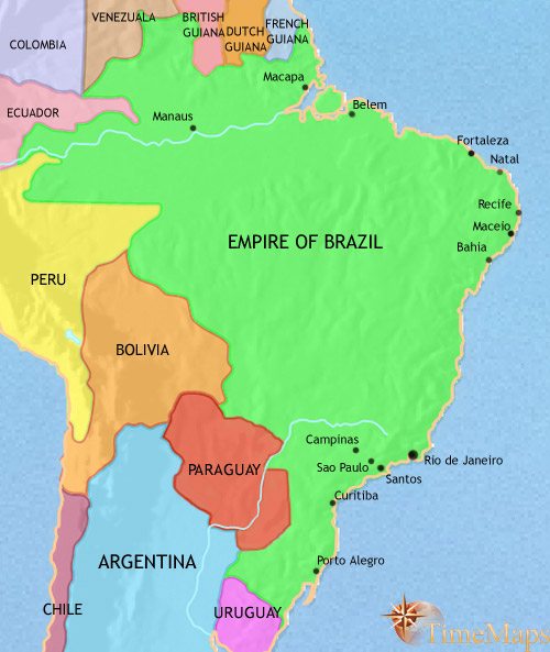 Map of Brazil at 1871CE