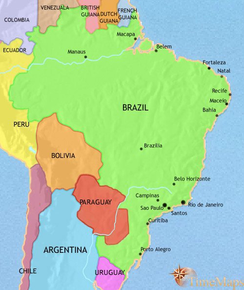 Map of Brazil at 1960CE
