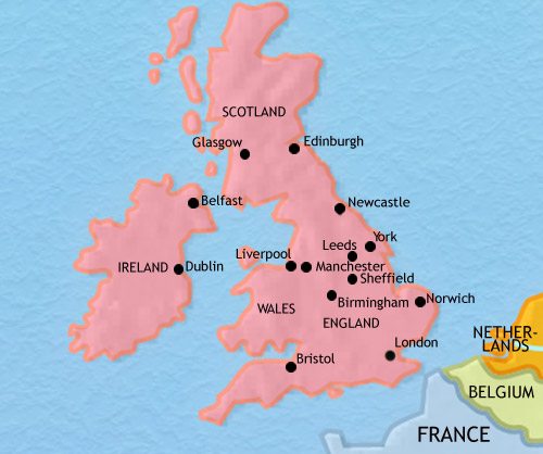 Map of Britain at 1914CE