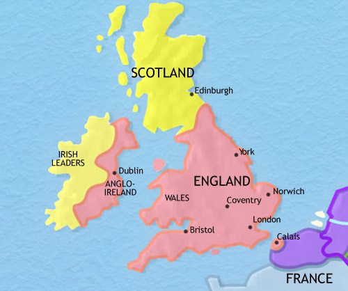Map of Britain at 1453CE