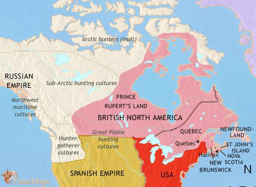 Map of Canada at 1789CE