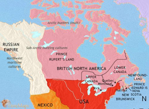 Map of Canada at 1837CE