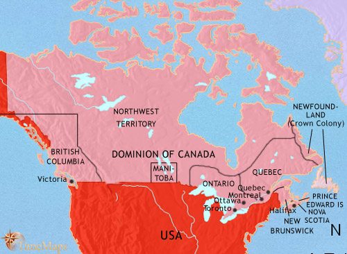 Map of Canada at 1871CE