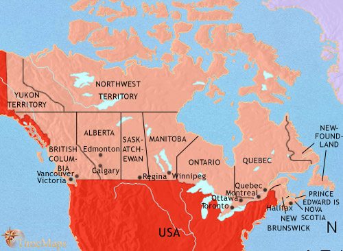 Map of Canada at 1960CE