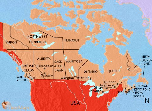 Map of Canada at 2005CE