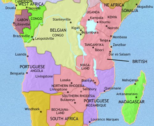 Map of Central Africa at 1960CE