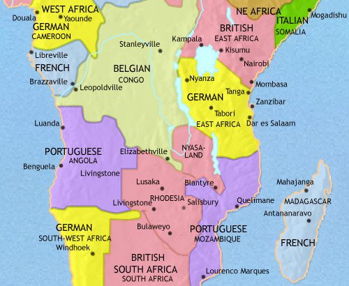 Map of Central Africa at 1914CE