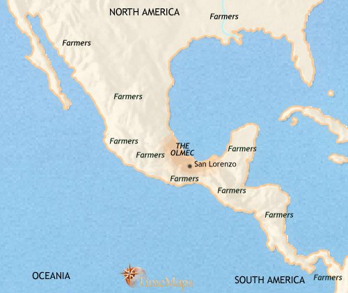 Map of Mexico and Central America at 1000BCE