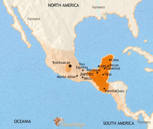 Map of Mexico and Central America at 200CE