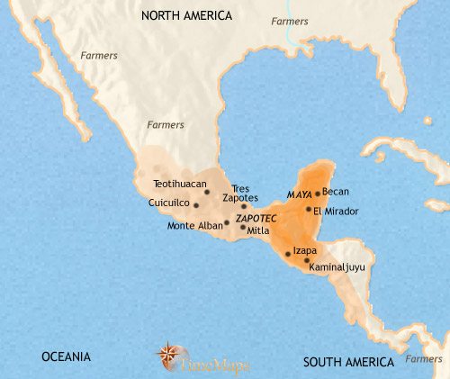 Map of Mexico and Central America at 30BCE