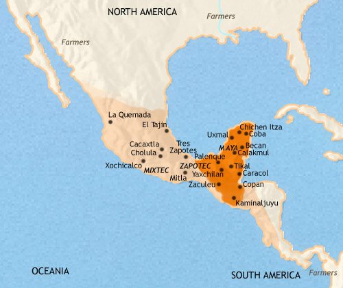 Map of Mexico and Central America at 750CE